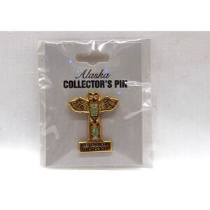 Ketchikan Alaska Totem Pole Souvenir Lapel Pin Butterfly Closure NEW
